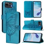 Per ASUS Zenfone 12 Ultra Custodia in pelle con motivo a farfalla in rilievo (blu)