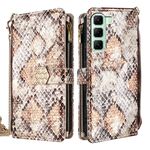 Per Infinix Hot 50 4G Custodia a tracolla in pelle con texture serpente (bianca)