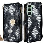 Per Infinix Hot 50 5G Custodia a tracolla in pelle con texture serpente (nero)