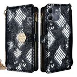 Per Infinix Hot 50i 4G Custodia a tracolla in pelle con texture serpente (nero)
