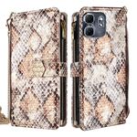 Per Infinix Hot 50i 4G Custodia a tracolla in pelle con texture serpente (bianca)