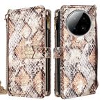 Per Infinix Zero 40 4G Custodia a tracolla in pelle con texture serpente (bianca)