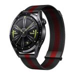 Cinturino Milanese con fibbia magnetica doppia universale Kalebol da 22 mm (nero rosso)