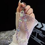 Catena per telefono con perline di cristallo a forma di farfalla (viola)