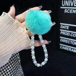 Catena per telefono con ciondolo a forma di palla di pelo (blu)