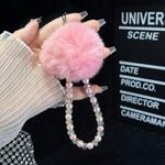 Catena per telefono con ciondolo a forma di palla di pelo (rosa)