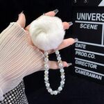 Catena per telefono con ciondolo a forma di palla di pelo (bianca)