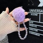 Catena per telefono con ciondolo a forma di palla di pelo (viola)