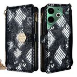 Per Tecno Pova 6 Neo 4G Custodia a tracolla in pelle con texture serpente (nero)