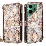 Per Tecno Pova 6 Neo 4G Custodia a tracolla in pelle con texture serpente (bianca)