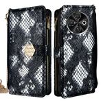 Per Tecno Spark 30C 4G Custodia a tracolla in pelle con texture serpente (nero)