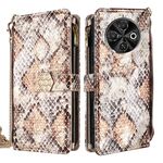 Per Tecno Spark 30C 4G Custodia a tracolla in pelle con texture serpente (bianca)
