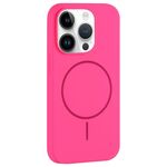 Per iPhone 14 Pro Custodia per telefono in silicone liquido con copertura totale e foro grande per fotocamera MagSafe (rosso rosa)