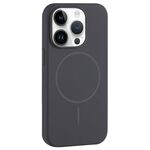Per iPhone 13 Pro Max Custodia per telefono con copertura totale in silicone liquido MagSafe con foro grande per fotocamera (grigio carbonio nero)