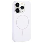 Per iPhone 11 Pro Max Custodia per telefono con copertura totale in silicone liquido MagSafe con foro grande per fotocamera (bianco)