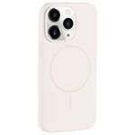 Per iPhone 11 Pro Max Custodia per telefono in silicone liquido con foro grande per fotocamera MagSafe, copertura totale (bianco antico)