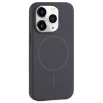 Per iPhone 11 Pro Max Custodia per telefono con copertura totale in silicone liquido MagSafe con foro grande per fotocamera (grigio carbonio nero)