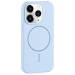 Per iPhone 11 Pro Custodia per telefono con copertura totale in silicone liquido MagSafe con foro grande per fotocamera (blu)
