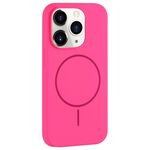 Per iPhone 11 Pro Custodia per telefono con copertura totale in silicone liquido MagSafe con foro grande per fotocamera (rosso rosa)
