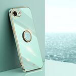 Per iPhone 16e XINLI Custodia per telefono in TPU elettroplaccato 6D con bordo dritto con supporto ad anello (verde menta)