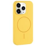 Per iPhone 11 Pro Custodia per telefono con copertura totale in silicone liquido MagSafe con foro grande per fotocamera (crema)