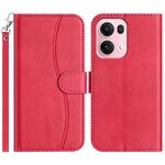 Per OPPO Reno13 Pro Custodia per telefono in pelle a forma di S a doppia piega (rosso rosa)