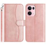 Per OPPO Reno13 Pro Custodia per telefono in pelle a forma di S a doppia piega (oro rosa)