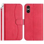 Per Sony Xperia 10 VI 2024 Custodia in pelle a forma di S a doppia piega (rosso rosa)