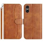Per Sony Xperia 10 VI 2024 Custodia in pelle a forma di S con doppia piegatura (marrone)