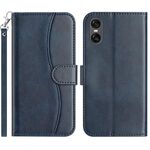 Per Sony Xperia 10 VI 2024 Custodia in pelle a forma di S con doppia piegatura (blu navy)