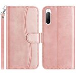 Per Sony Xperia 10 V 2023 Custodia in pelle a forma di S con doppia piegatura (oro rosa)