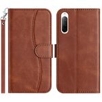 Per Sony Xperia 10 V 2023 Custodia in pelle a forma di S con doppia piegatura (caffè)