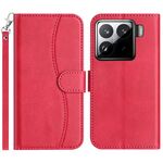 Per Xiaomi 15 Pro Custodia in pelle a forma di S a doppia piega (rosso rosa)