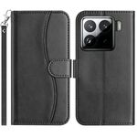 Per Xiaomi 15 Pro Custodia in pelle a forma di S a doppia piega (nera)