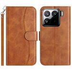 Per Xiaomi 15 Pro Custodia in pelle a forma di S a doppia piega (marrone)