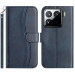 Per Xiaomi 15 Pro Custodia in pelle a forma di S a doppia piega (blu navy)