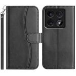 Per Xiaomi 14T Pro Custodia per telefono in pelle a forma di S a doppia piega (nera)