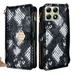 Per Xiaomi 14T 5G Custodia a tracolla in pelle con texture serpente (nero)