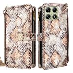 Per Xiaomi 14T 5G Custodia per telefono in pelle con texture a serpente e manico a tracolla (bianco)
