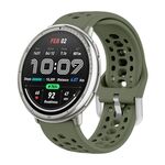 Per Amazfit Active 2 Cinturino sportivo in silicone con fibbia argentata (verde militare)