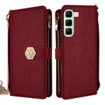 Per Infinix Hot 50 5G Custodia a tracolla in pelle con texture incrociata (rossa)