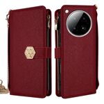 Per Infinix Zero 40 4G Custodia a tracolla in pelle con texture incrociata (rossa)