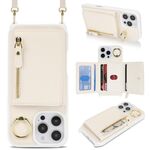 Per iPhone 7 Plus / 8 Plus Portafoglio con cerniera a tracolla Anello Portacellulare in pelle Litchi (albicocca)