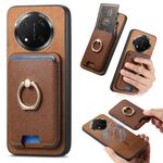 Per Honor X9C Retro Cross Leather Ring Vertical Insert Card Bag MagSafe Custodia per telefono (marrone)