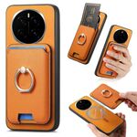 Per Honor Magic7 Retro Cross Leather Ring Vertical Insert Card Bag MagSafe Custodia per telefono (giallo)
