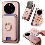 Per Honor Magic7 Retro Cross Leather Ring Vertical Insert Card Bag MagSafe Custodia per telefono (rosa)
