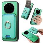 Per Honor Magic7 Retro Cross Leather Ring Vertical Insert Card Bag MagSafe Custodia per telefono (verde)