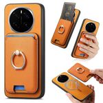 Per Honor Magic7 Pro Retro Cross Leather Ring Vertical Insert Card Bag MagSafe Custodia per telefono (giallo)