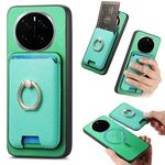 Per Honor Magic7 Pro Retro Cross Leather Ring Vertical Insert Card Bag MagSafe Custodia per telefono (verde)
