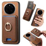 Per Honor Magic7 Pro Retro Cross Leather Ring Vertical Insert Card Bag MagSafe Custodia per telefono (marrone)